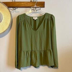 LOFT Outlet Green Peplum Blouse M